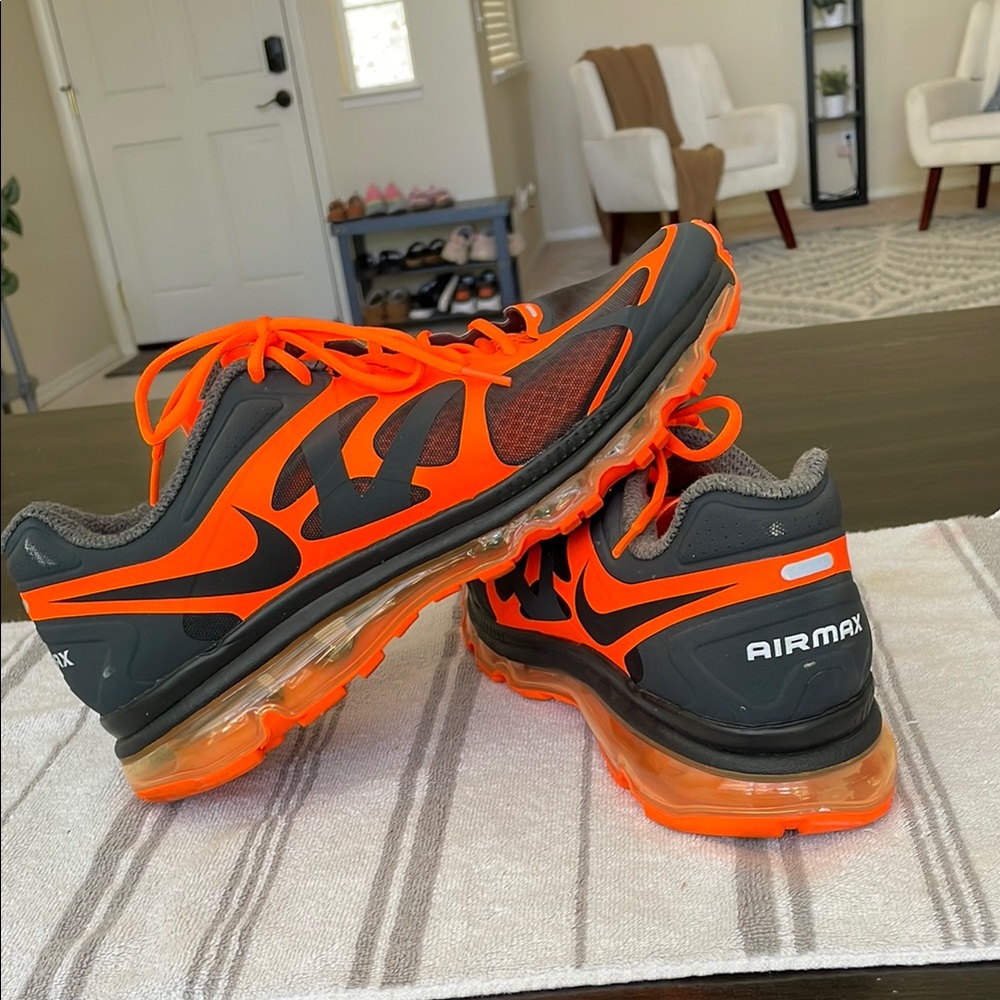 Nike Air Max + 2012 Total Orange Size 13 Anthracite Black Halloween
